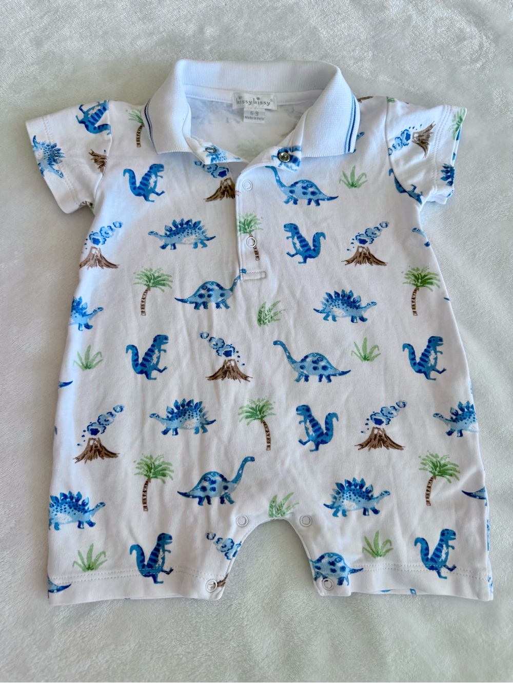 Kissy Kissy Infant Dino Polo Romper (size 6-9M)